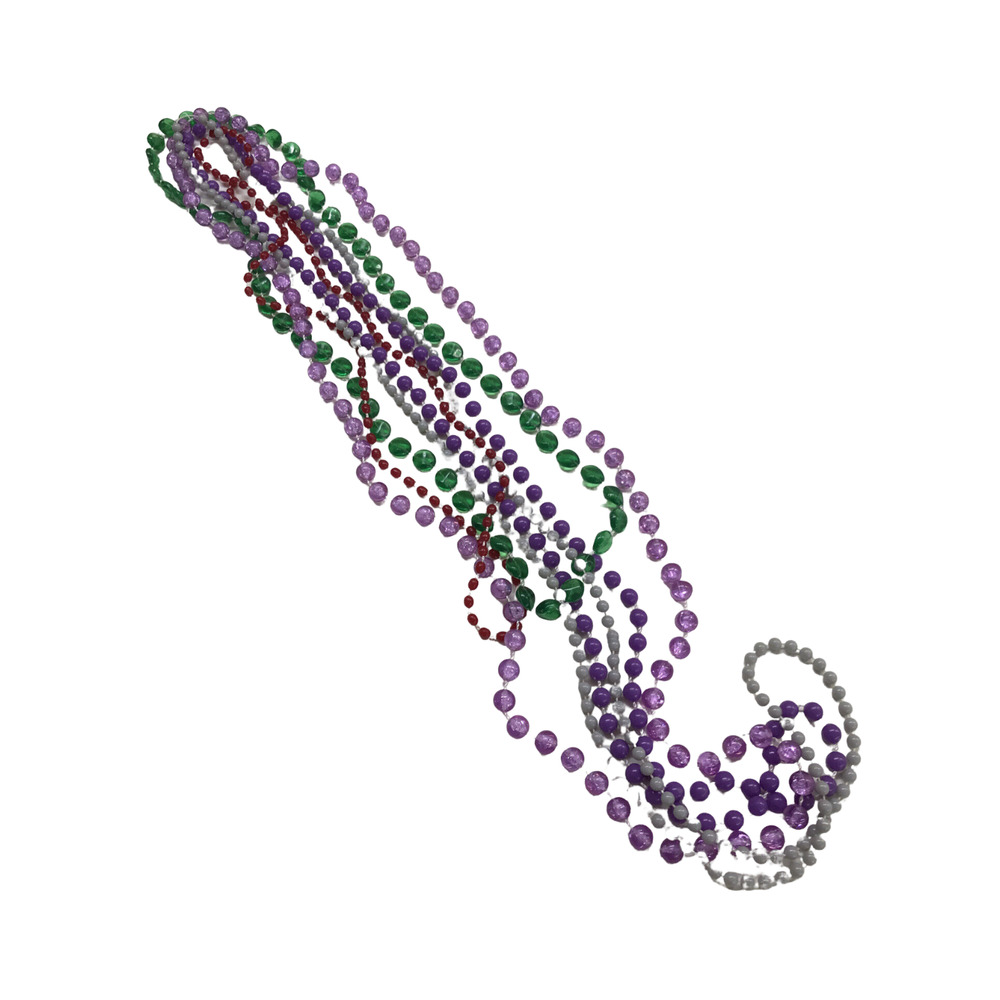 Vintage Set of 5 Plastic Beaded Necklaces‎ Purple Green Gray 23-36"